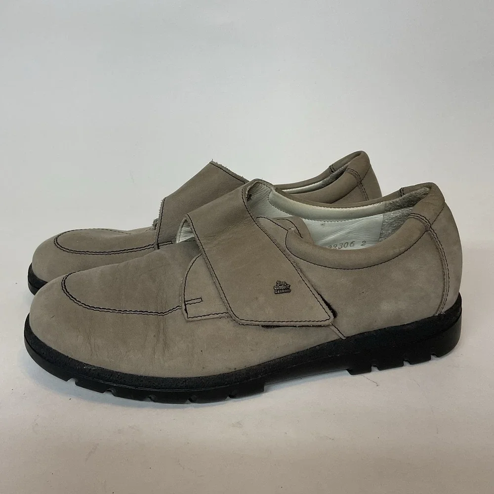 Dark Beige Tan Nubuck Leather FINN COMFORT Low Shoes w/Flap UK5 Women's 7,5 FLAW